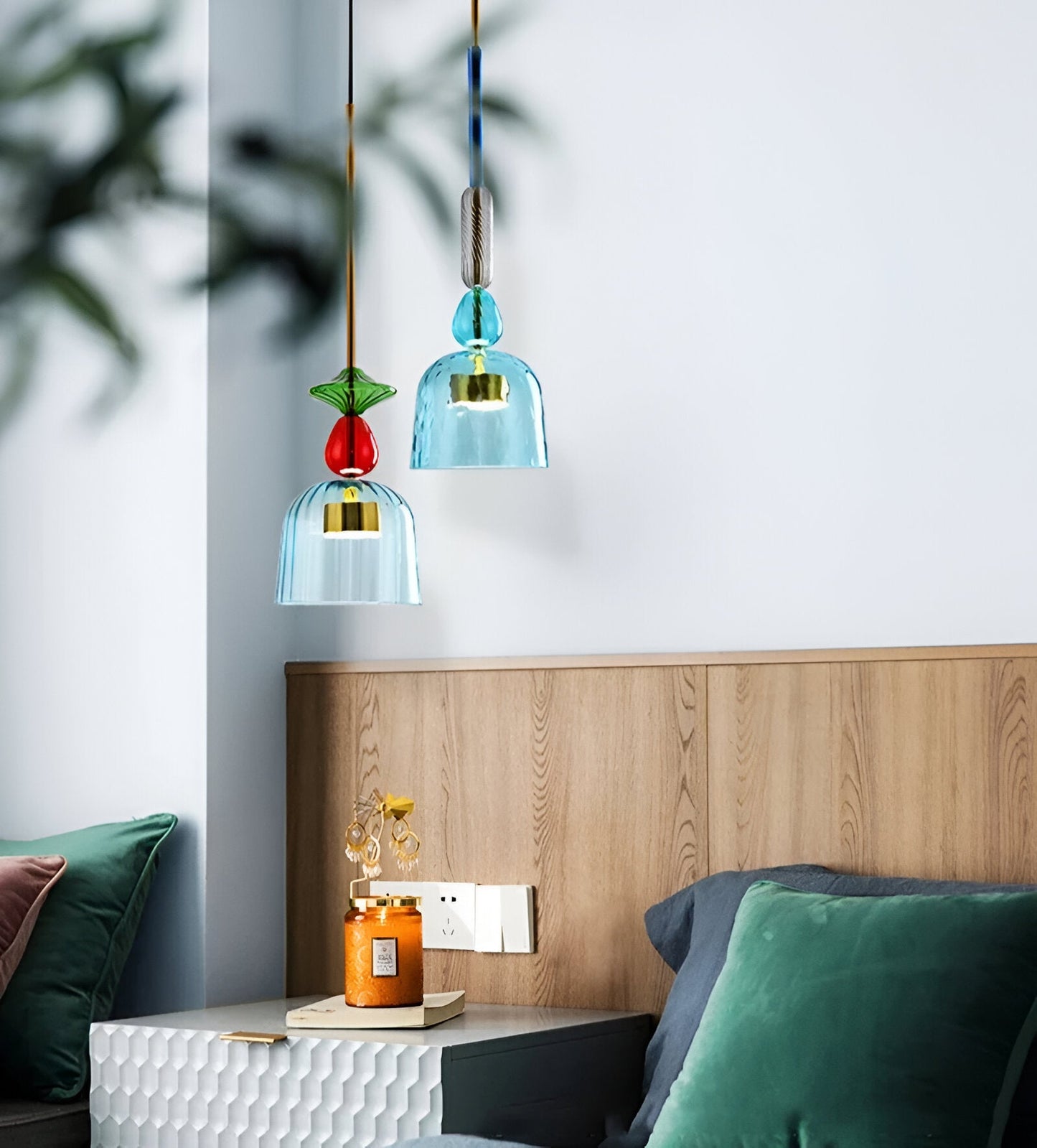 Suspension Lumineuse Multicolore En Verre Pour Chambre D’Enfants Avec LED Apaisante Pendant Lights Electro Paris