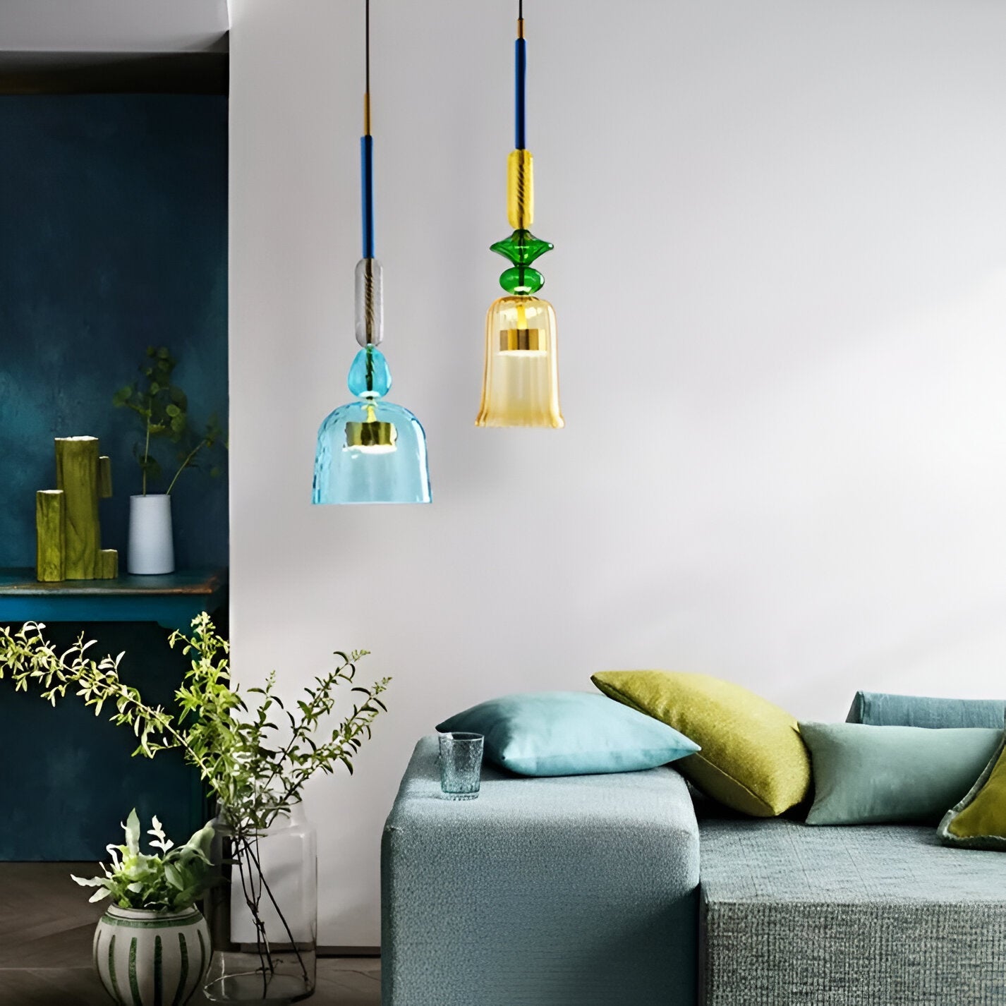 Suspension Lumineuse Multicolore En Verre Pour Chambre D’Enfants Avec LED Apaisante Pendant Lights Electro Paris