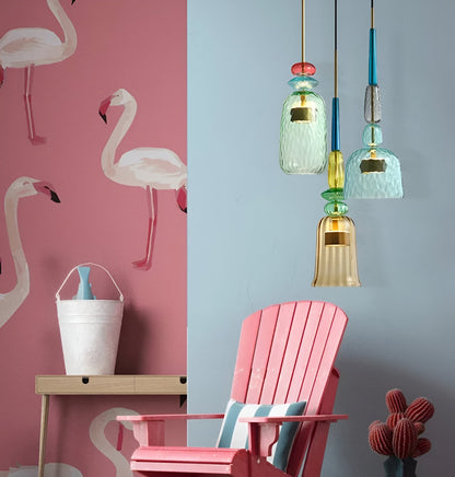 Suspension Lumineuse Multicolore En Verre Pour Chambre D’Enfants Avec LED Apaisante Pendant Lights Electro Paris