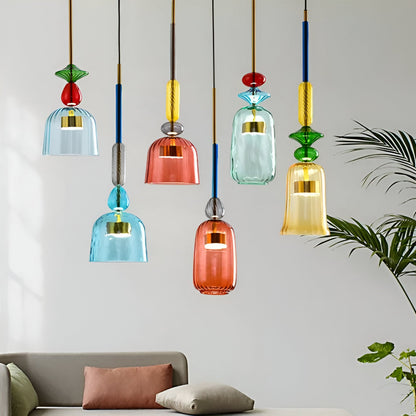 Suspension Lumineuse Multicolore En Verre Pour Chambre D’Enfants Avec LED Apaisante Pendant Lights Electro Paris