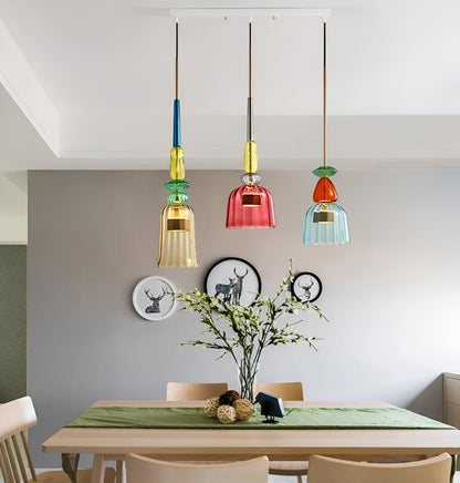 Suspension Lumineuse Multicolore En Verre Pour Chambre D’Enfants Avec LED Apaisante Pendant Lights Electro Paris