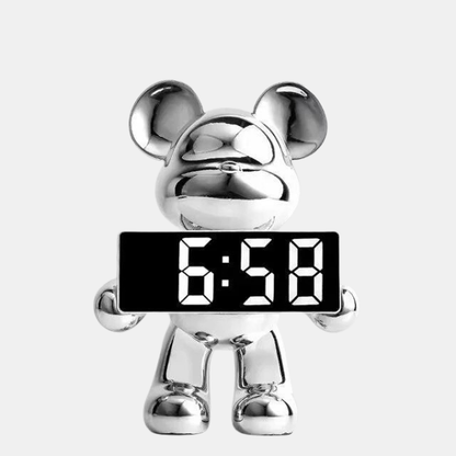 Horloge Numérique Design Ours – Résine Chromée Electro Paris Chrome Argent