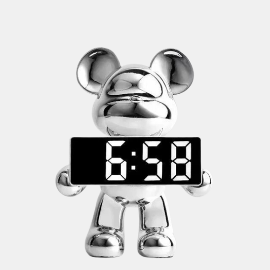 Horloge Numérique Design Ours – Résine Chromée Electro Paris Chrome Argent