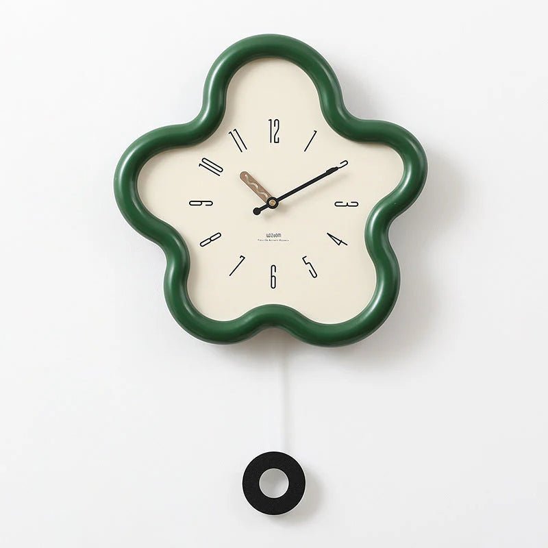 Horloge Murale Design 3D Fleurie – Pendule Silencieux pour Salon et Chambre Horloges murales Electro Paris Vert