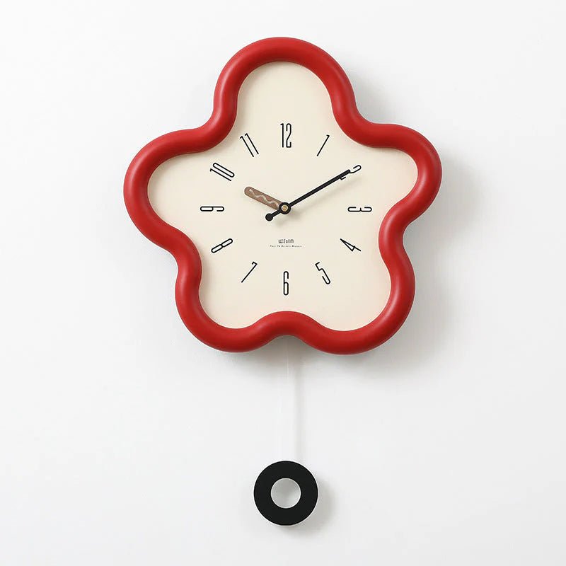 Horloge Murale Design 3D Fleurie – Pendule Silencieux pour Salon et Chambre Horloges murales Electro Paris Rouge