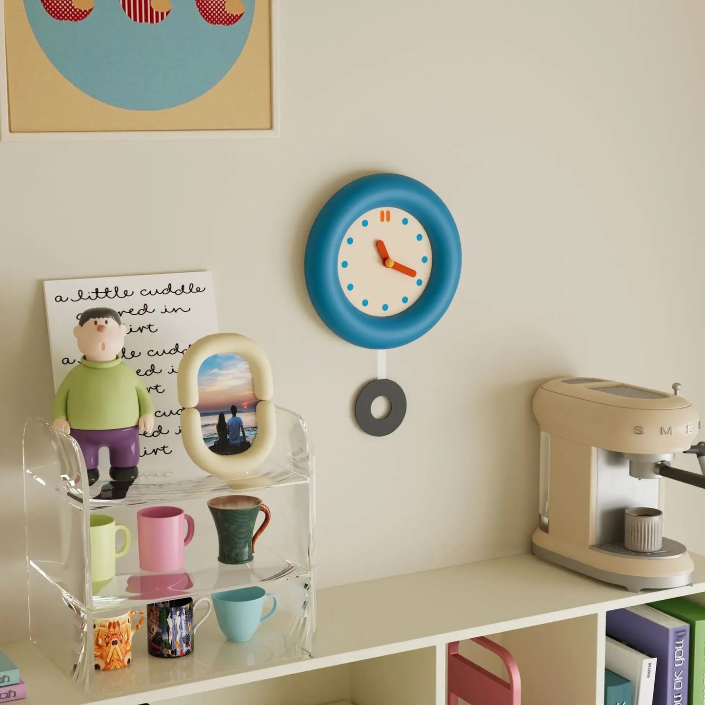 Horloge murale au design minimaliste – Élégant pendule bleu pour l'intérieur Horloges murales Electro Paris