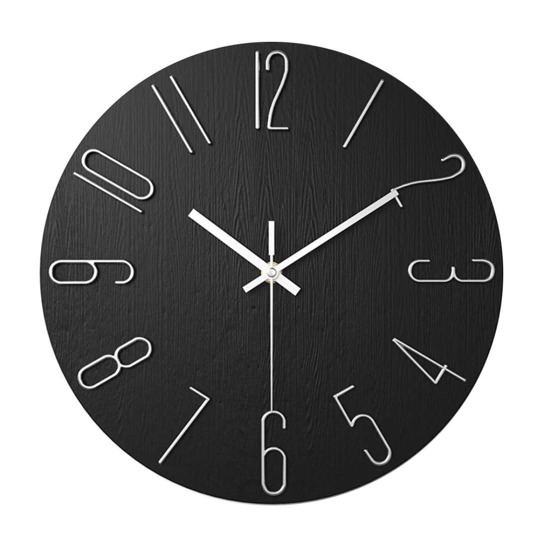 Horloge Murale Moderne Effet Marbre – Horloge Silencieuse en Métal de 30 cm pour Salon Horloges murales Electro Paris Noir