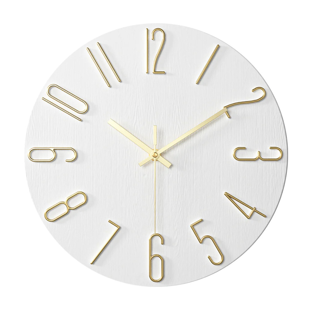 Horloge Murale Moderne Effet Marbre – Horloge Silencieuse en Métal de 30 cm pour Salon Horloges murales Electro Paris Or