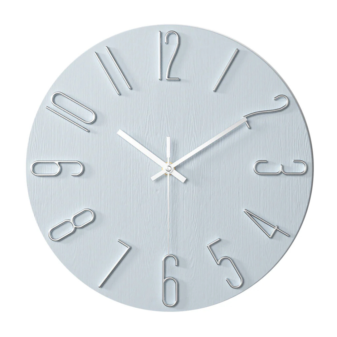 Horloge Murale Moderne Effet Marbre – Horloge Silencieuse en Métal de 30 cm pour Salon Horloges murales Electro Paris Bleu clair