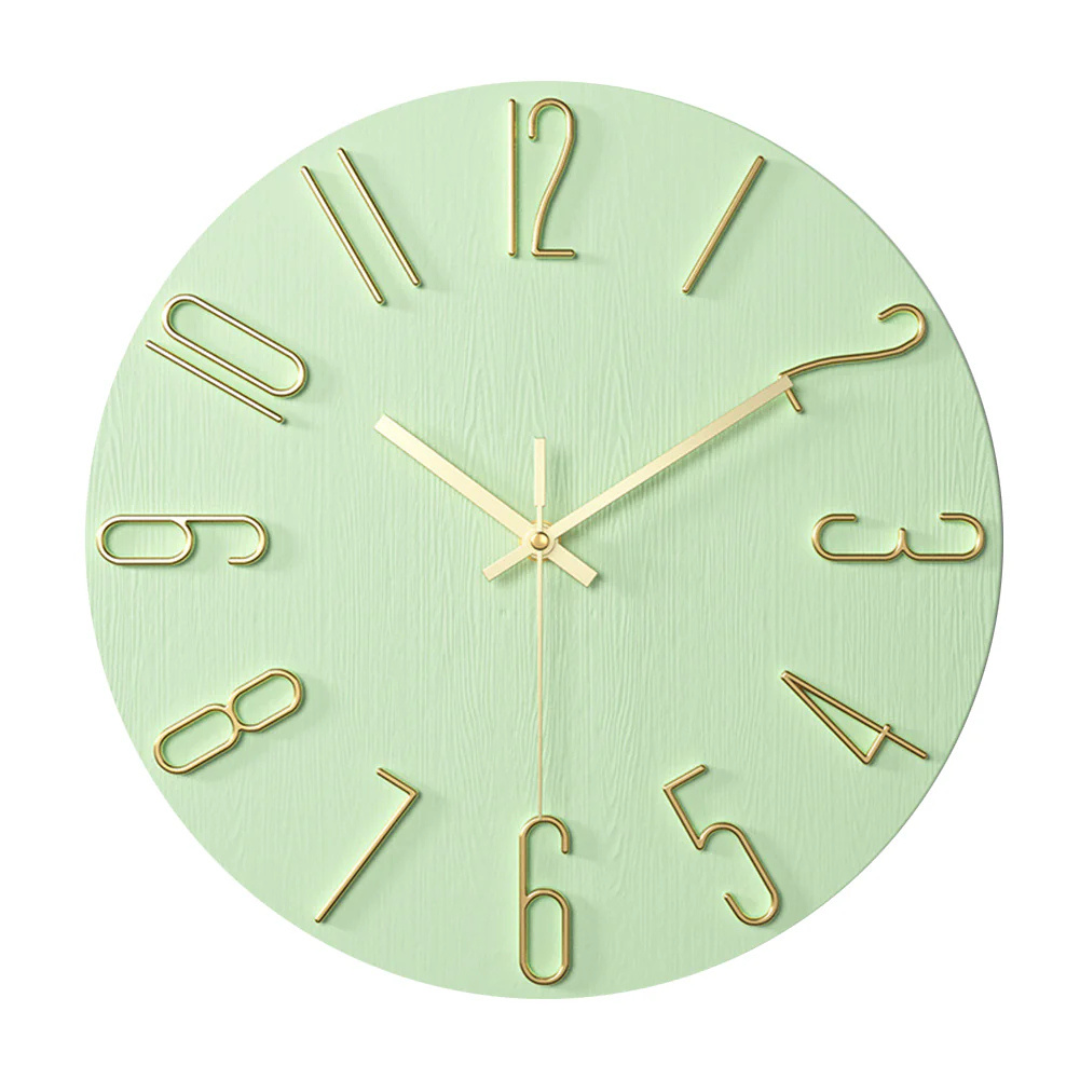 Horloge Murale Moderne Effet Marbre – Horloge Silencieuse en Métal de 30 cm pour Salon Horloges murales Electro Paris Vert menthe