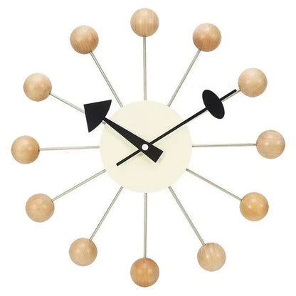 Horloge Murale en Métal Moderne avec Boules en Bois Colorées Horloges murales Electro Paris Couleur bois