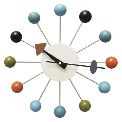 Horloge Murale en Métal Moderne avec Boules en Bois Colorées Horloges murales Electro Paris Multi couleur