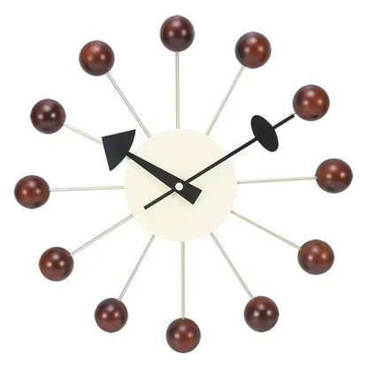 Horloge Murale en Métal Moderne avec Boules en Bois Colorées Horloges murales Electro Paris Couleur bois foncé