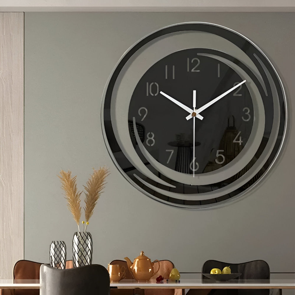 Horloge Murale – Horloge Murale Scandinave en Acrylique Noir 30 cm Quartz Silencieux Horloges murales Electro Paris