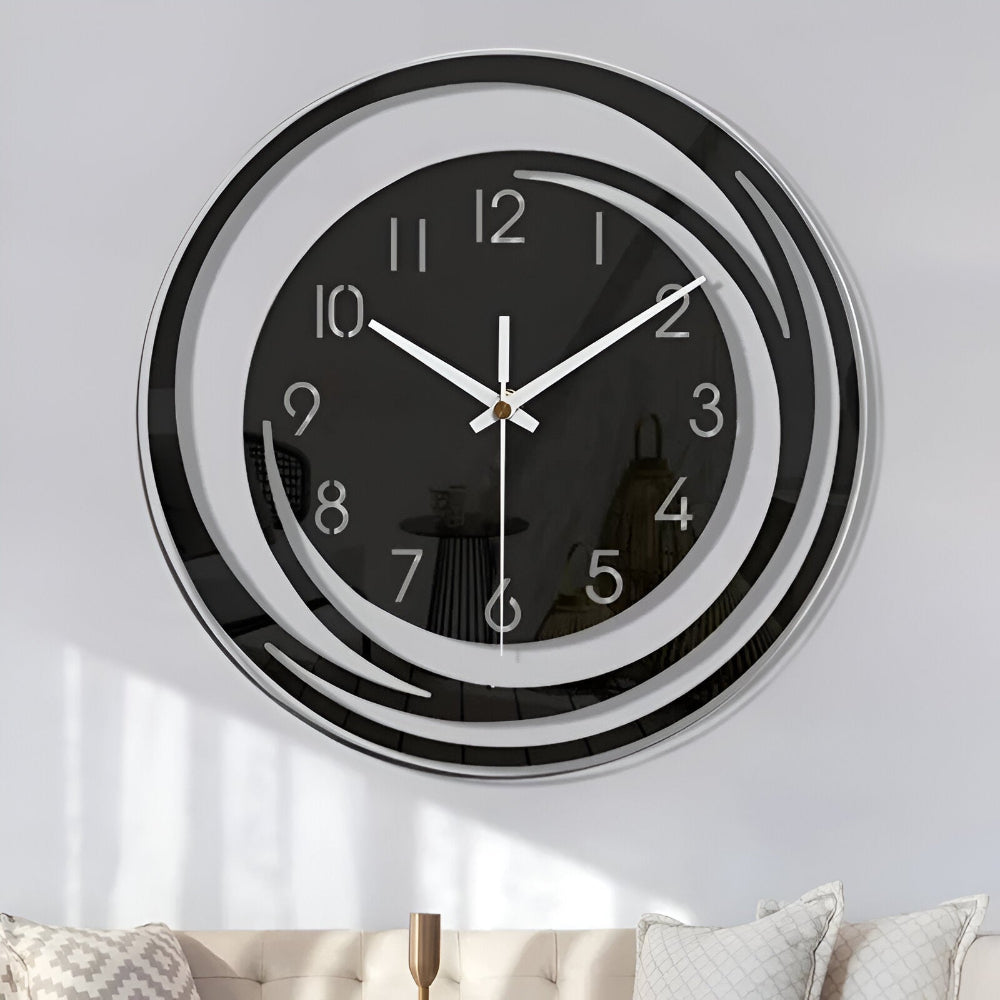 Horloge Murale – Horloge Murale Scandinave en Acrylique Noir 30 cm Quartz Silencieux Horloges murales Electro Paris