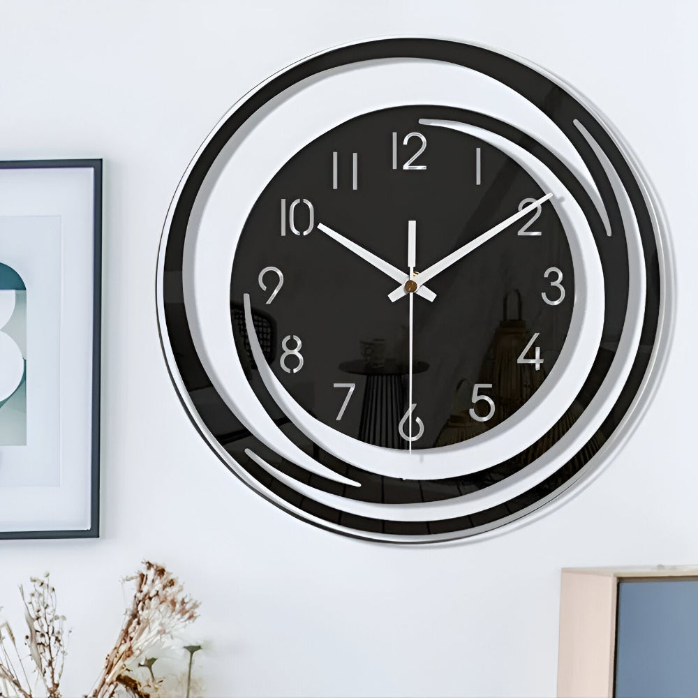 Horloge Murale – Horloge Murale Scandinave en Acrylique Noir 30 cm Quartz Silencieux Horloges murales Electro Paris