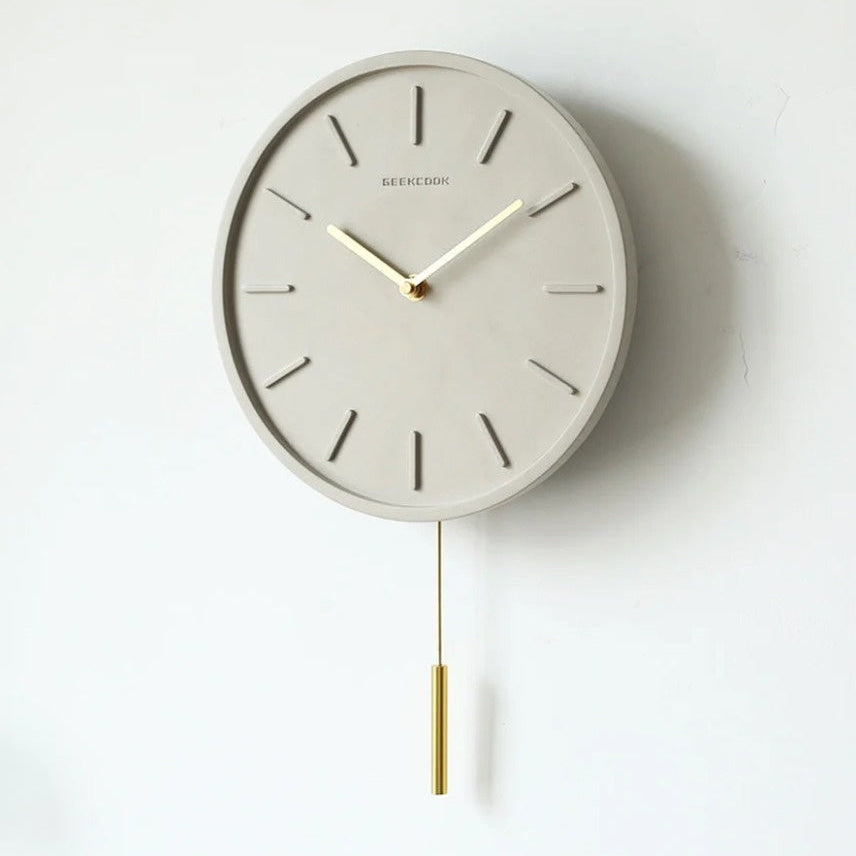 Horloge Murale Design en Béton avec Pendule Métallique Style Scandinave Horloge murale Electro Paris Style D
