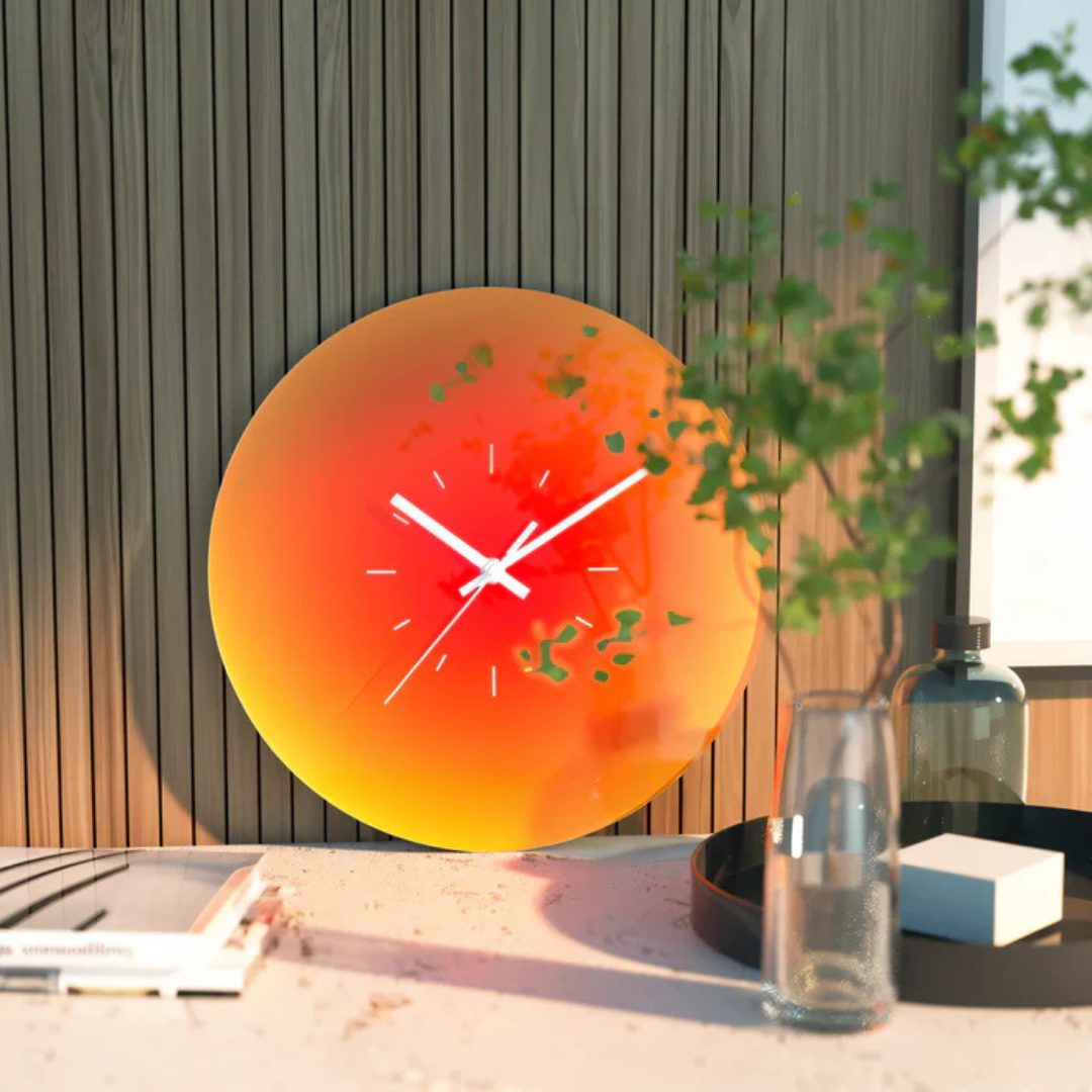 Horloge Murale Moderne en Verre avec Design Coucher de Soleil – Horloge Décorative Silencieuse de 30 cm pour Salon Horloges murales Electro Paris