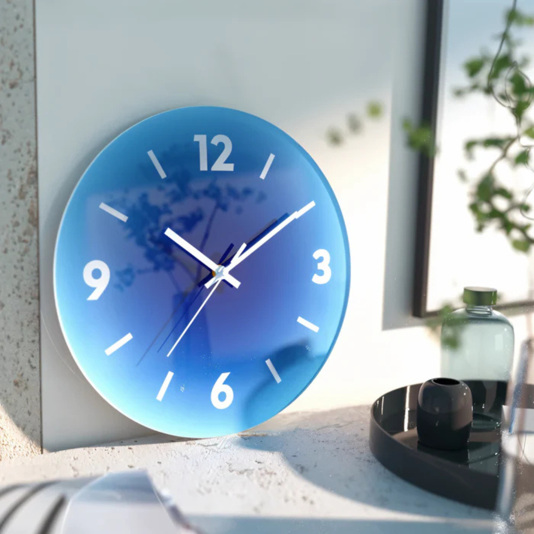 Horloge Murale Moderne en Verre avec Design Coucher de Soleil – Horloge Décorative Silencieuse de 30 cm pour Salon Horloges murales Electro Paris