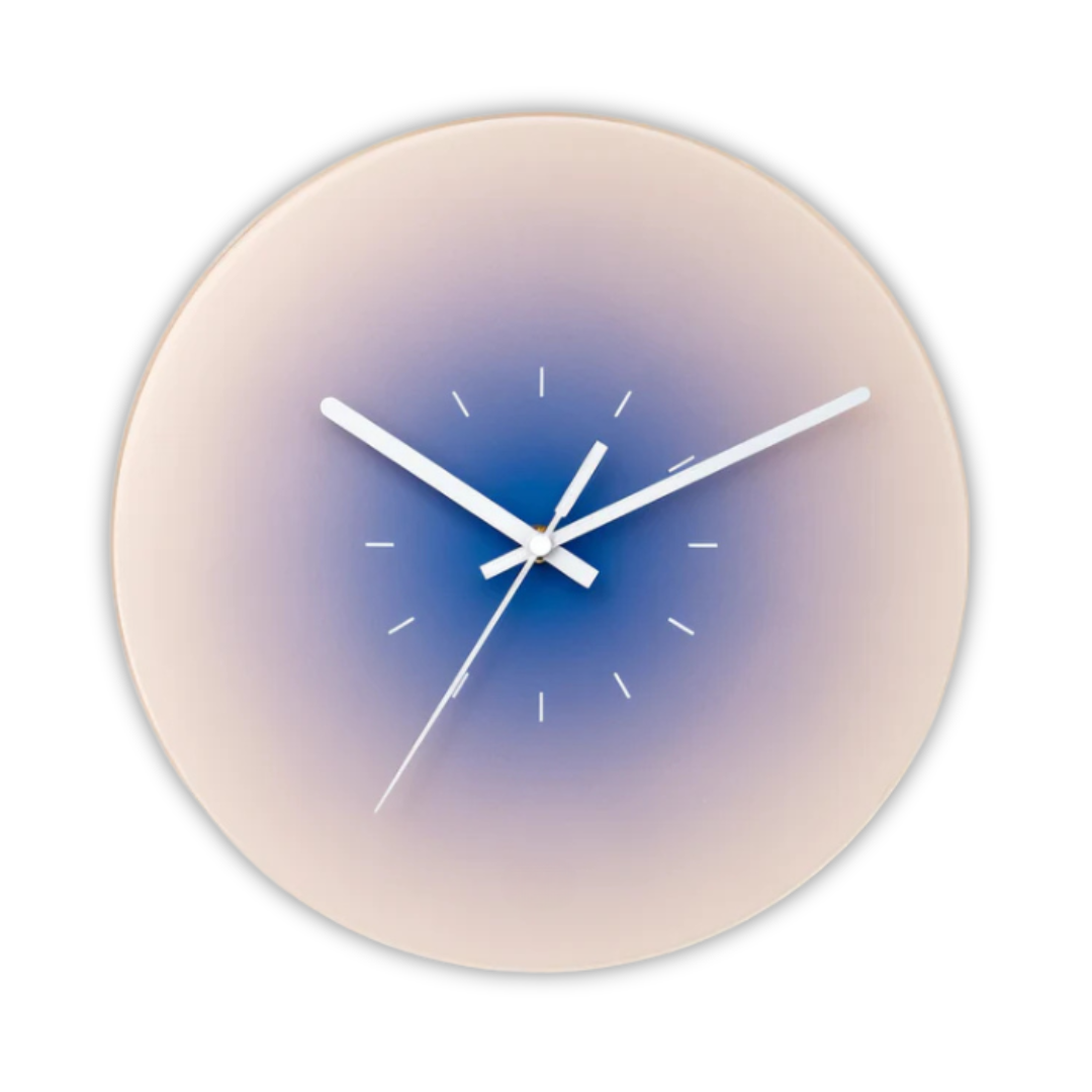 Horloge Murale Moderne en Verre avec Design Coucher de Soleil – Horloge Décorative Silencieuse de 30 cm pour Salon Horloges murales Electro Paris Violet Sans chiffres