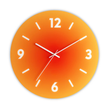 Horloge Murale Moderne en Verre avec Design Coucher de Soleil – Horloge Décorative Silencieuse de 30 cm pour Salon Horloges murales Electro Paris Orange Avec chiffres