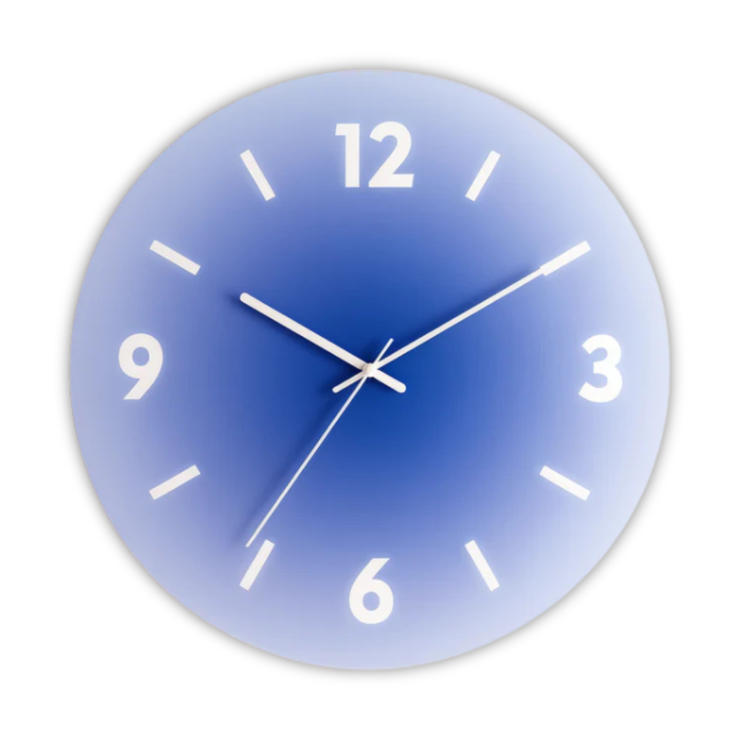 Horloge Murale Moderne en Verre avec Design Coucher de Soleil – Horloge Décorative Silencieuse de 30 cm pour Salon Horloges murales Electro Paris Bleu Avec chiffres