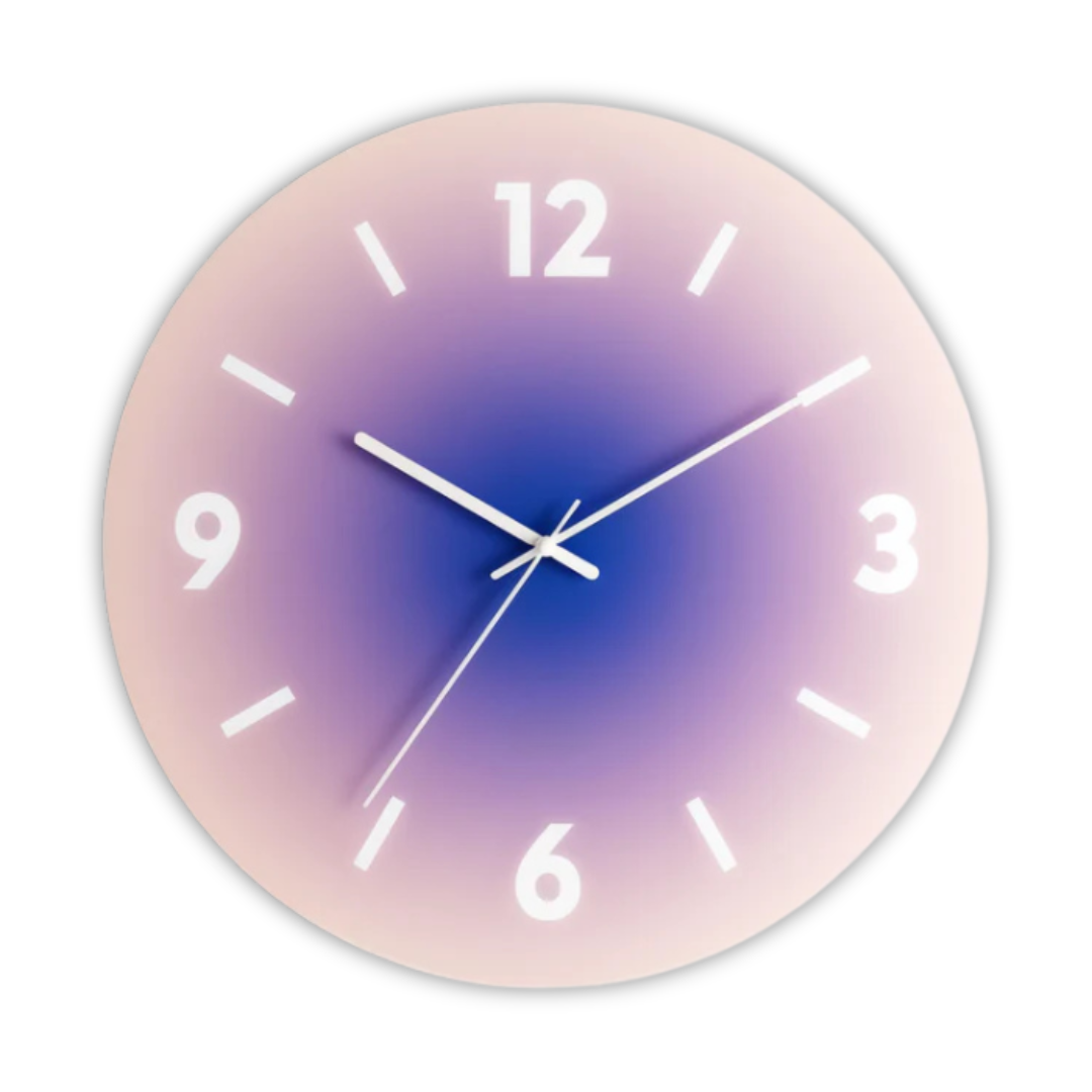 Horloge Murale Moderne en Verre avec Design Coucher de Soleil – Horloge Décorative Silencieuse de 30 cm pour Salon Horloges murales Electro Paris Violet Avec chiffres