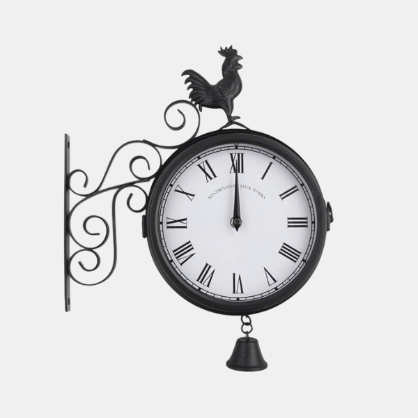 Horloge Murale Double Face Style Gare Vintage en Fer pour un Accent Intemporel Horloges murales Electro Paris