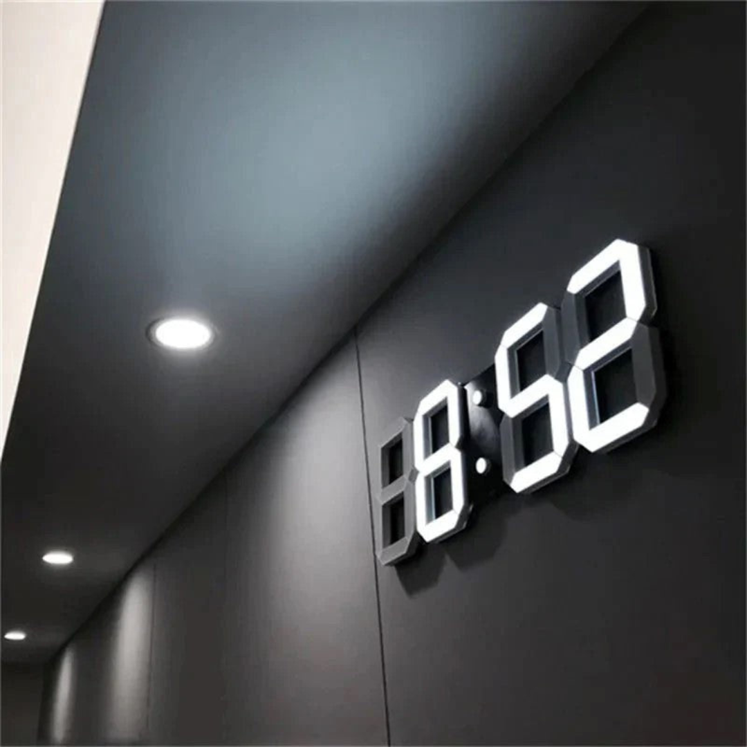 Grande Horloge Murale Numérique LED 3D – Réveil Moderne pour Bureau et Salon Horloges murales Electro Paris Blanc