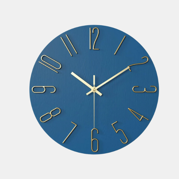 Horloge Murale Moderne Effet Marbre – Horloge Silencieuse en Métal de 30 cm pour Salon Horloges murales Electro Paris Bleu