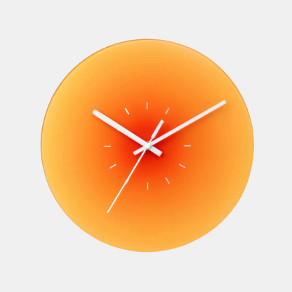 Horloge Murale Moderne en Verre avec Design Coucher de Soleil – Horloge Décorative Silencieuse de 30 cm pour Salon Horloges murales Electro Paris Orange Sans chiffres