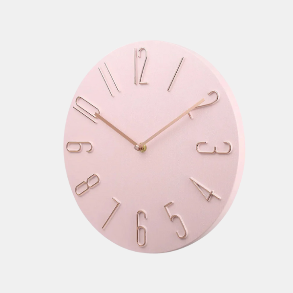 Horloge Murale Moderne et Colorée – Grande Œuvre d'Art Géométrique en Métal pour Salon Décoration murale Electro Paris Rose