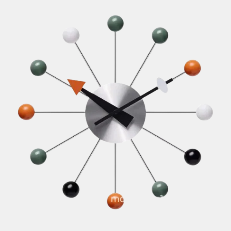 Horloge Murale en Métal Moderne avec Boules en Bois Colorées Horloges murales Electro Paris Style de balle en plastique