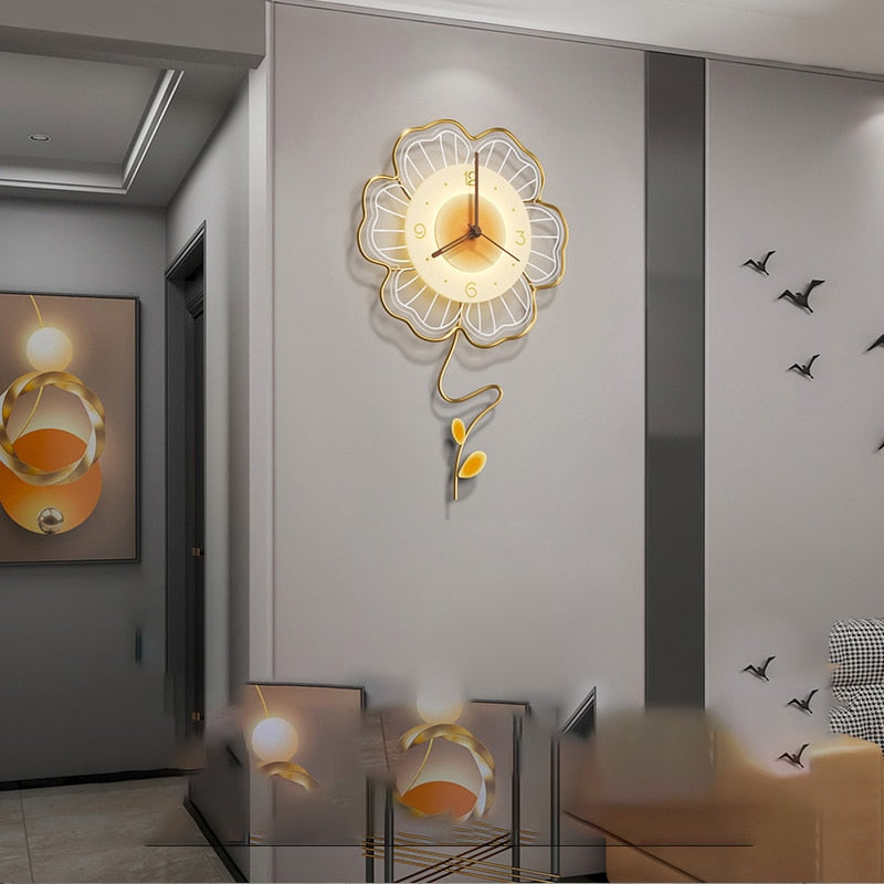 Horloge murale moderne à fleurs avec mouvement silencieux Horloge Electro Paris