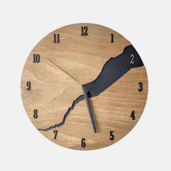Horloge murale en bois fendu – Style rustique et silencieuse Zegary ścienne Electro Paris C