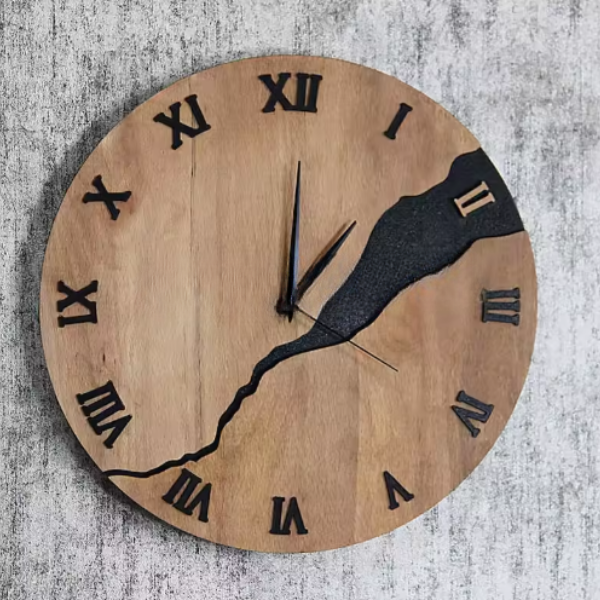 Horloge murale en bois fendu – Style rustique et silencieuse Zegary ścienne Electro Paris E