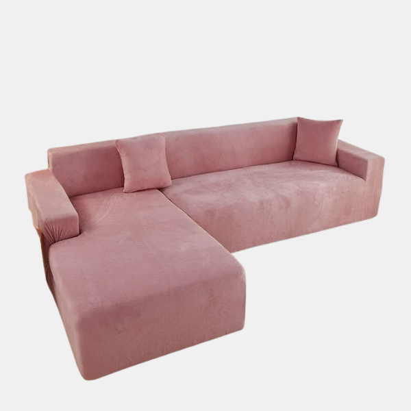 Housse de Canapé Extensible en Velours – Protège-Canapé Doux en Peluche pour Salon Housses de meubles Electro Paris Rose 1 PLACE ASSISE (90-140 cm)