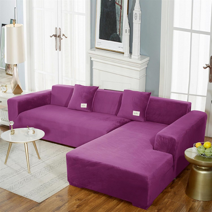 Housse de Canapé Extensible en Velours – Protège-Canapé Doux en Peluche pour Salon Housses de meubles Electro Paris Violet 1 PLACE ASSISE (90-140 cm)