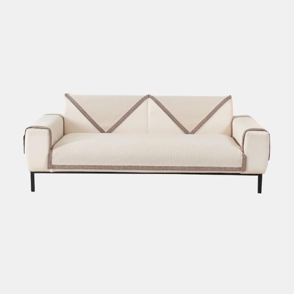 Housse de Canapé Texture Lin pour Salon – Protecteur de Canapé Antidérapant Anti-Rayures Housses de canapé Electro Paris Blanc 70 x 70 cm