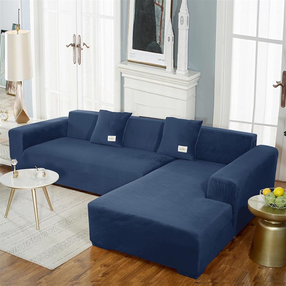 Housse de Canapé d'Angle en Velours Extensible – Housse Moelleuse pour Meubles de Salon Housses de canapé Electro Paris