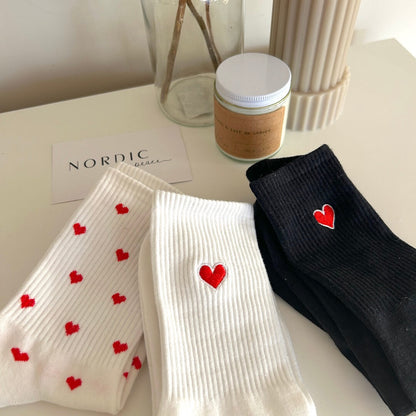 Chaussettes Confortables Pour Femme Et Homme Avec Motif Petits Cœurs Rouges Et Lot De 3 Paires Socks Electro Paris