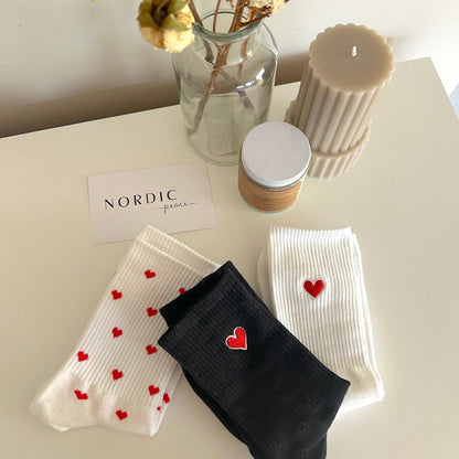 Chaussettes Confortables Pour Femme Et Homme Avec Motif Petits Cœurs Rouges Et Lot De 3 Paires Socks Electro Paris