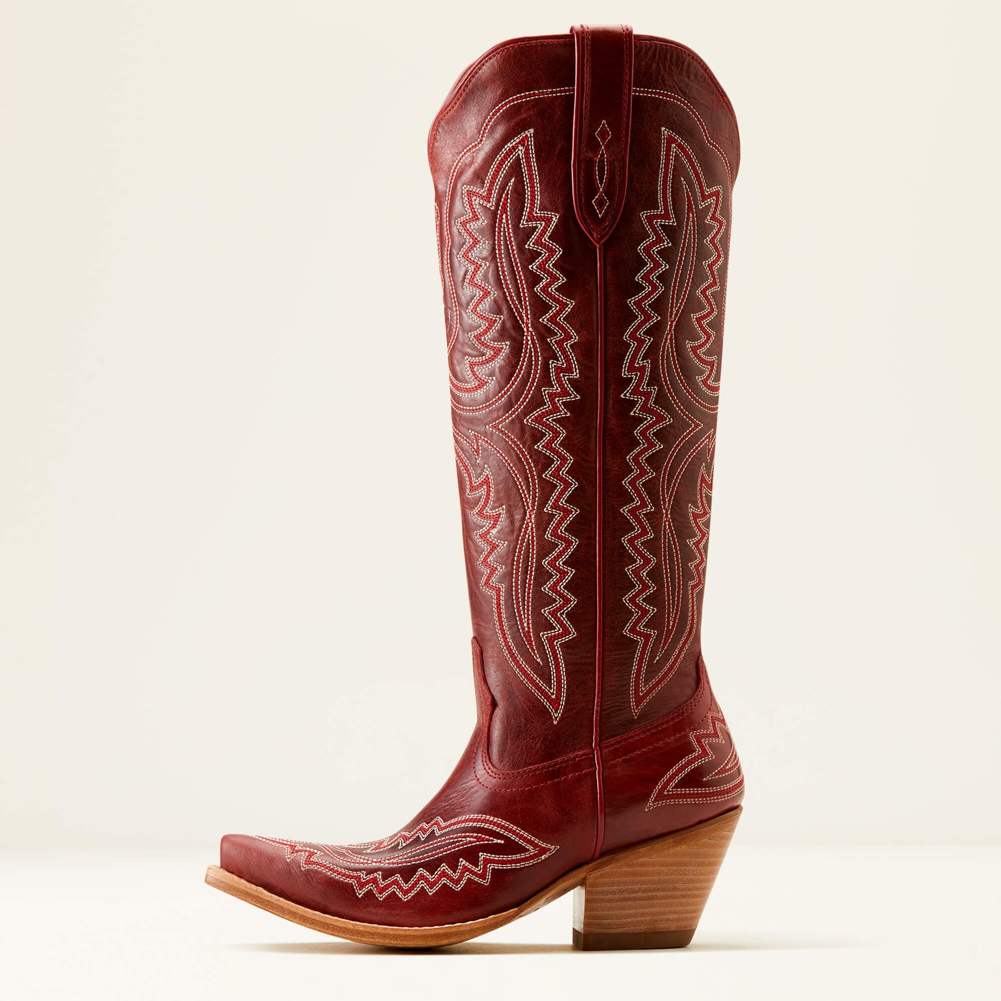 Bottes Western Style Cowgirl En Cuir Pleine Fleur Avec Fermeture Zippée Intérieure Et Talon Confortable Women Boots Electro Paris Rouge 35
