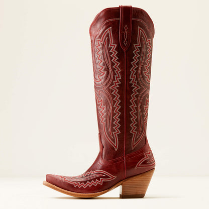 Bottes Western Style Cowgirl En Cuir Pleine Fleur Avec Fermeture Zippée Intérieure Et Talon Confortable Women Boots Electro Paris Rouge 35