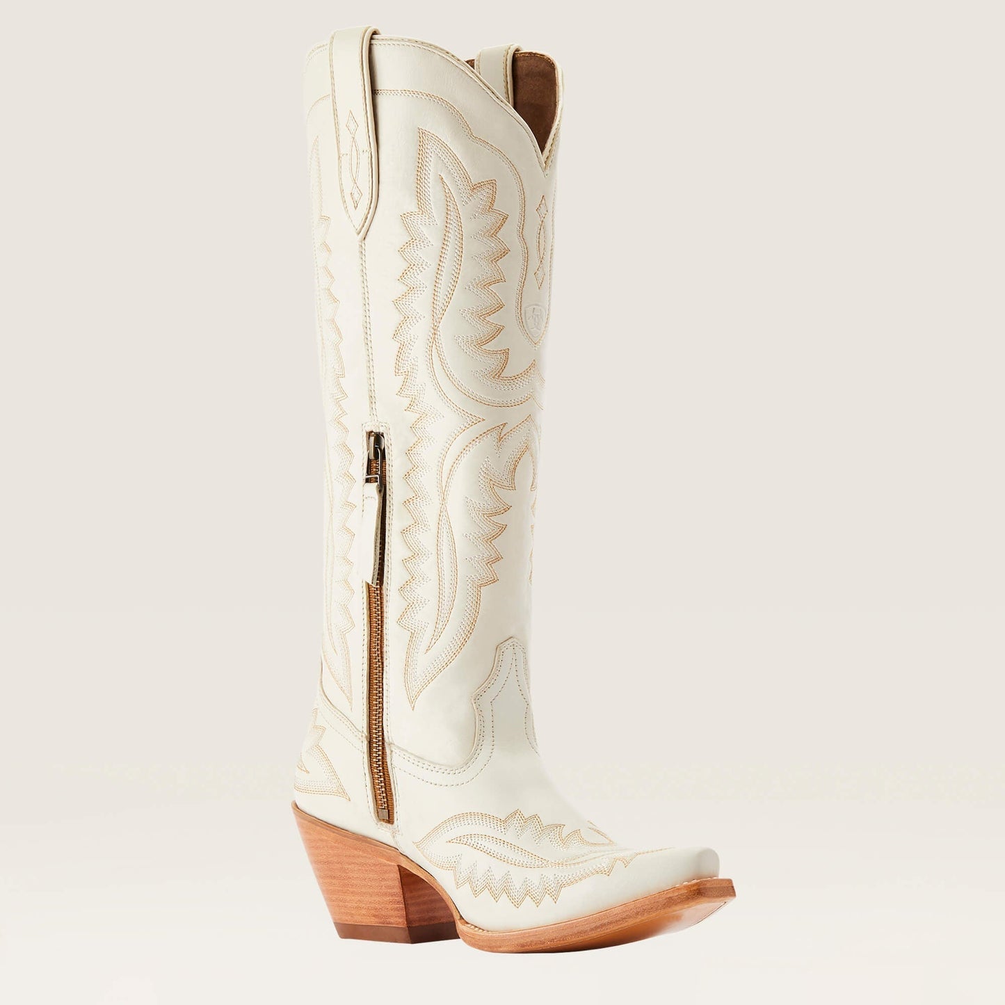 Bottes Western Style Cowgirl En Cuir Pleine Fleur Avec Fermeture Zippée Intérieure Et Talon Confortable Women Boots Electro Paris Blanc 35