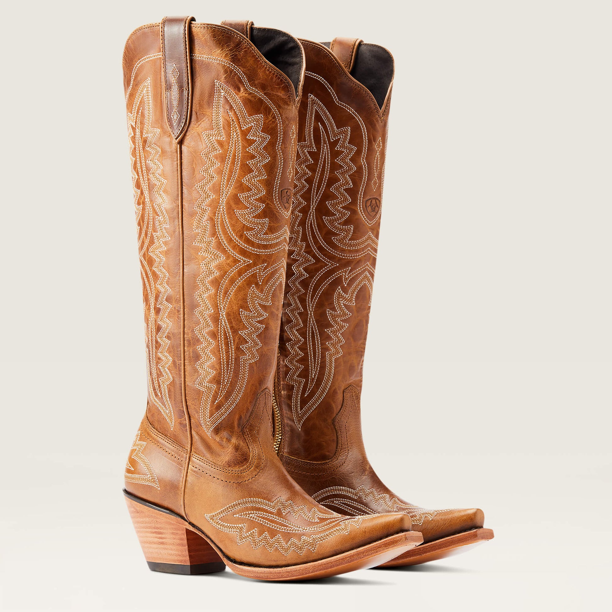 Bottes Western Style Cowgirl En Cuir Pleine Fleur Avec Fermeture Zippée Intérieure Et Talon Confortable Women Boots Electro Paris