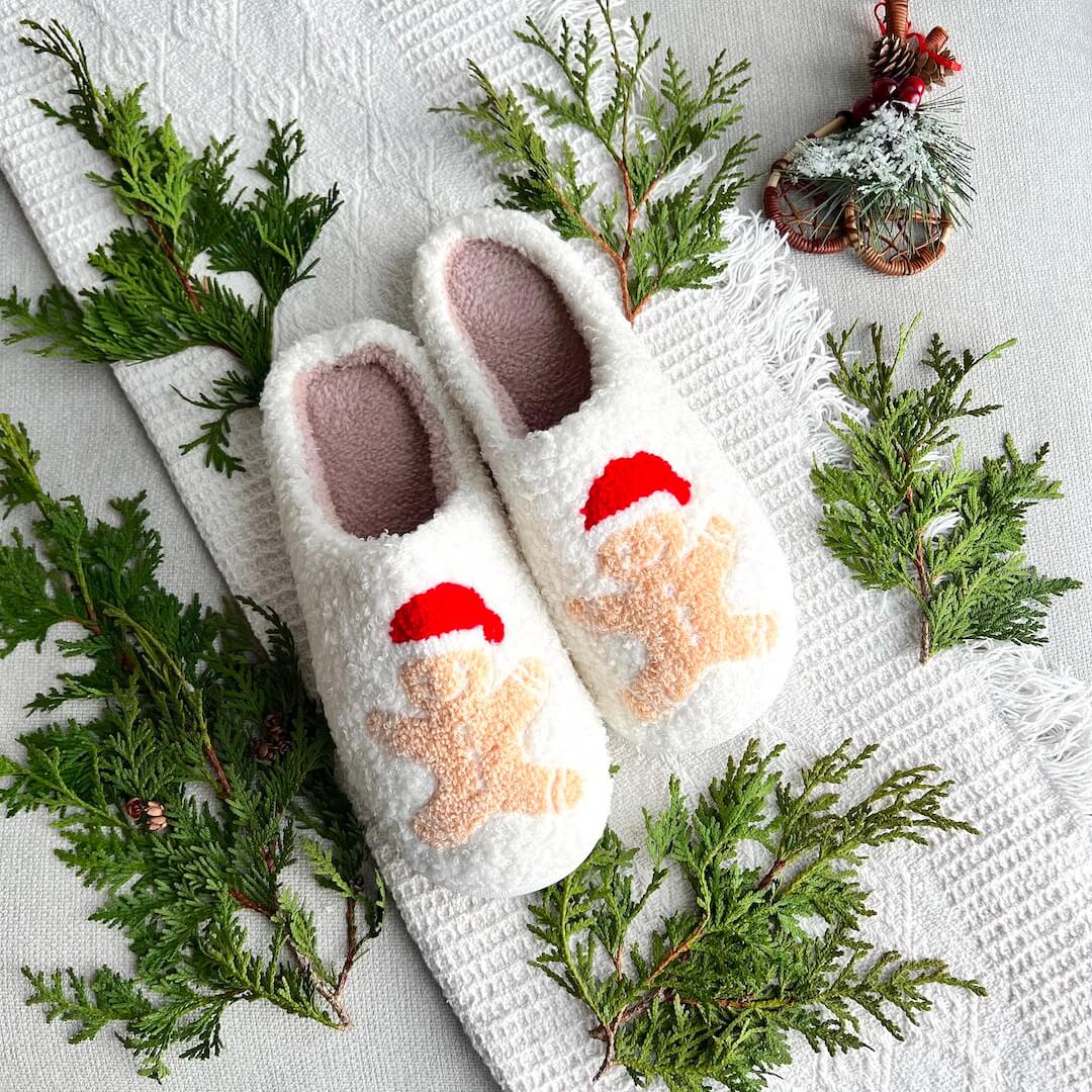 Chaussons de Noël Joyeux Avec Motifs Festifs Pour Confort Et Esprit Des Fêtes Slippers Electro Paris Pain d'épice 36