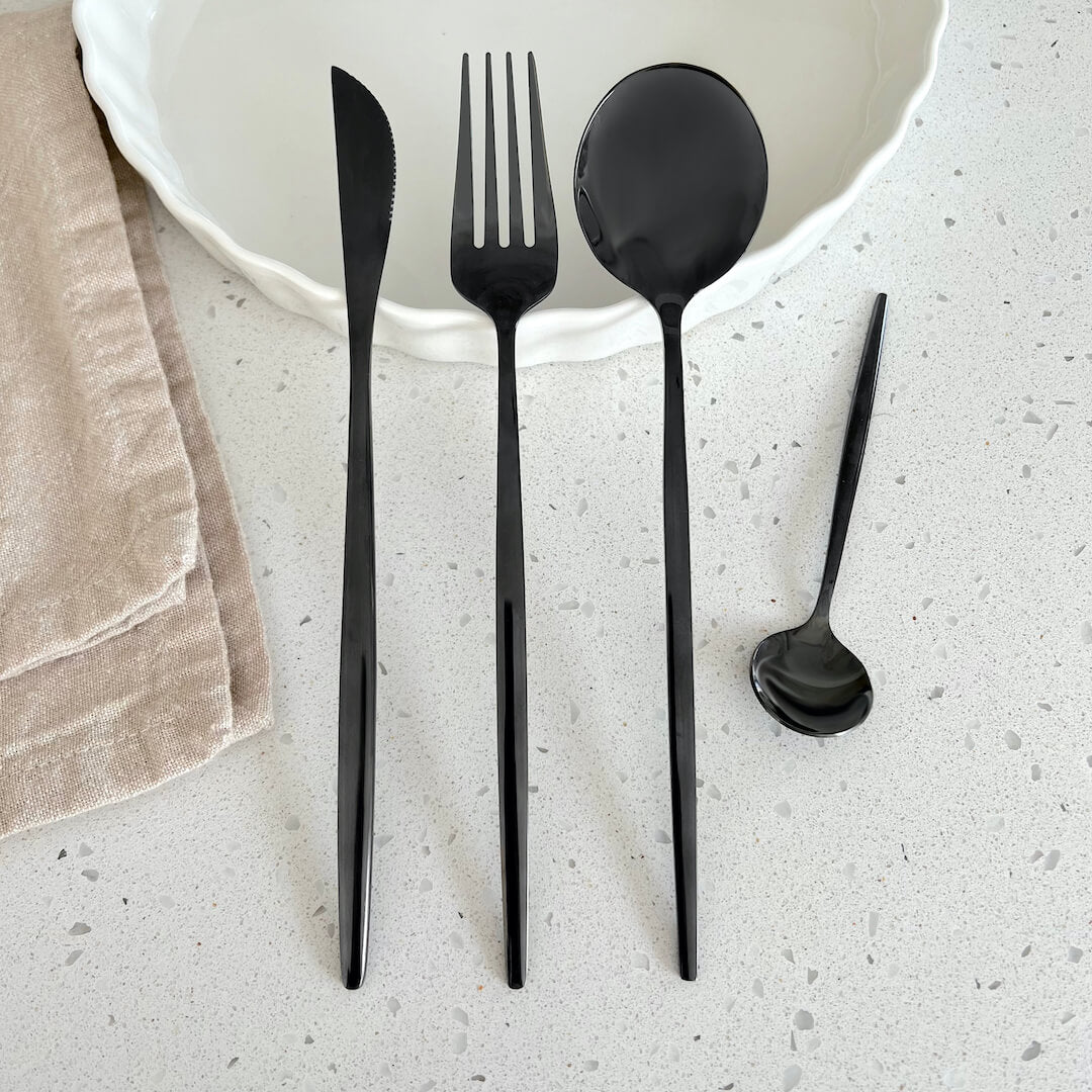 Service De Couverts Modernes Noirs 24 Pièces Pour Table Élégante Et Contemporaine Flatware Electro Paris