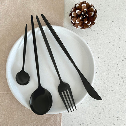 Service De Couverts Modernes Noirs 24 Pièces Pour Table Élégante Et Contemporaine Flatware Electro Paris