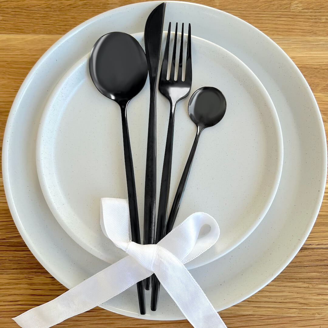 Service De Couverts Modernes Noirs 24 Pièces Pour Table Élégante Et Contemporaine Flatware Electro Paris